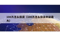 100万怎么投资（100万怎么投资利益最大）